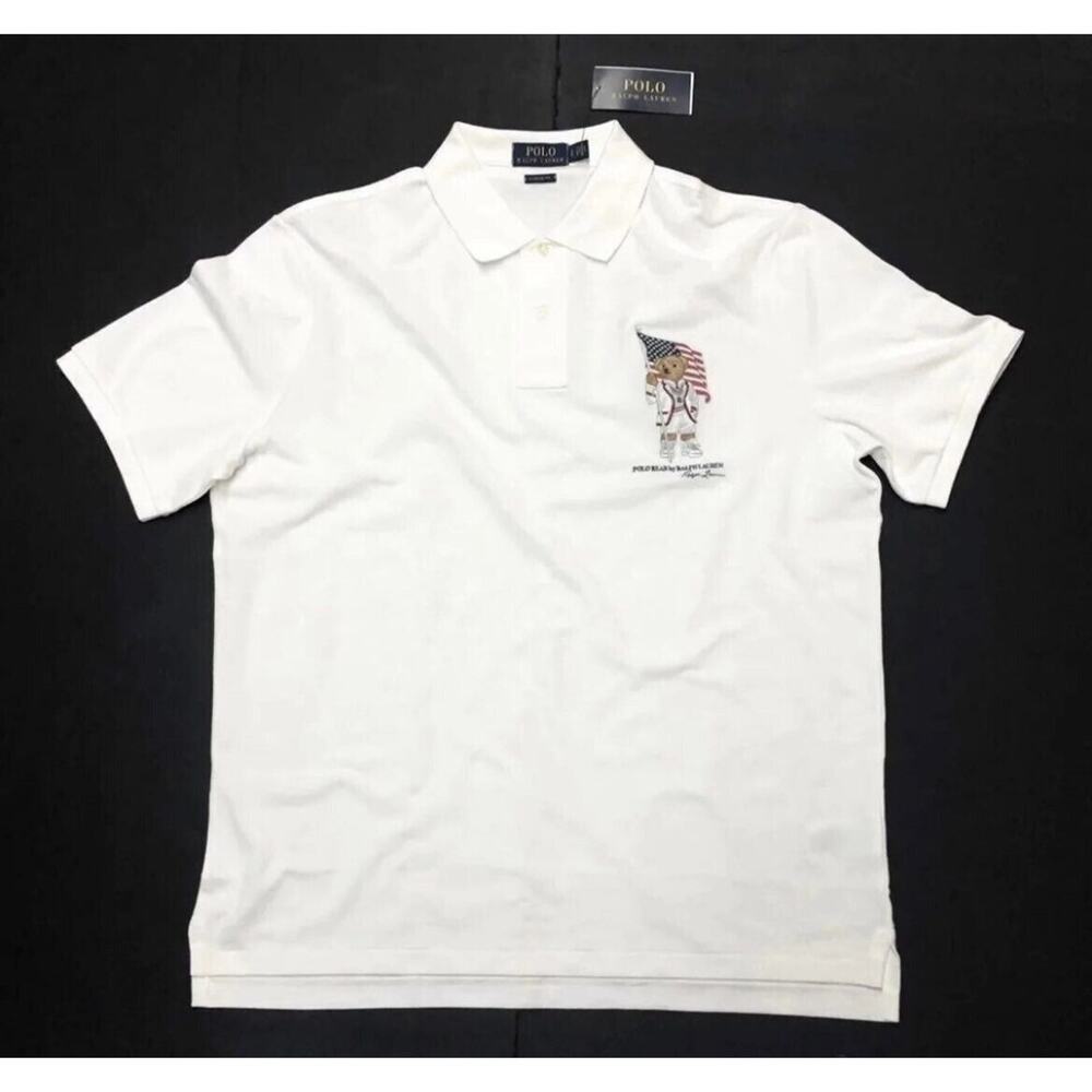 Polo Ralph Lauren Polo Bear American Flag Shirt Mens Size L Classic Fit Large - Picture 2 of 6